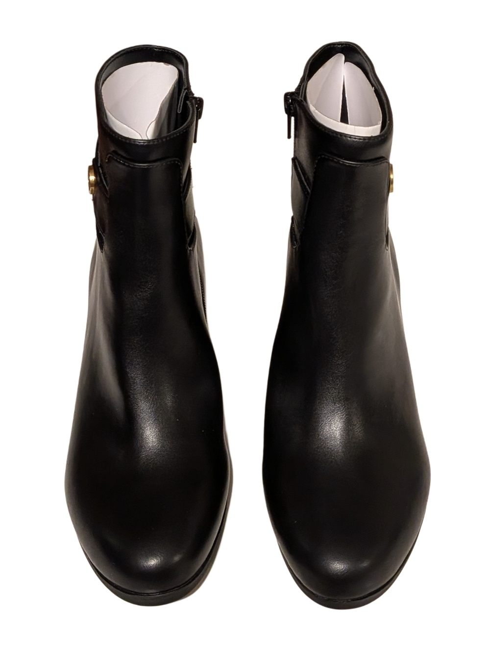 Giani Bernini Black Leather Ankle Booties with Gold Accent